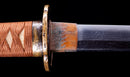 Katana Antigua Japonesa con Saya Roja y Tsuba Fukurin Momiji Dorada